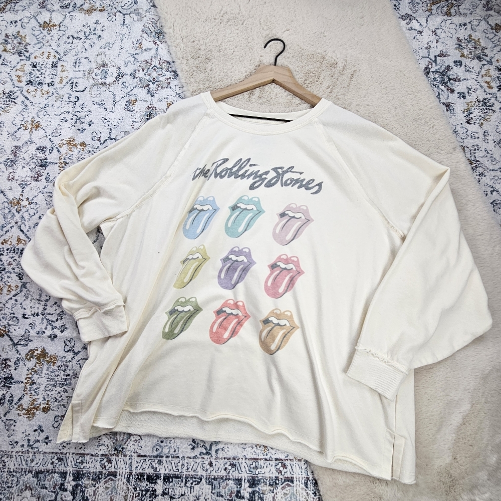 Life Clothing Co The Rolling Stones Lip Graphic Crewneck Pullover Plus Size 2X